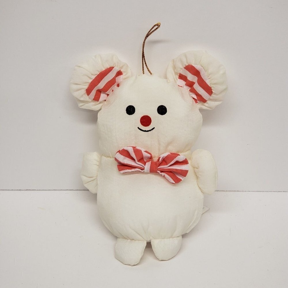 Dan Dee 6" Nylon Bear Striped Ears Bow Tie Christmas Holiday Ornament Plush